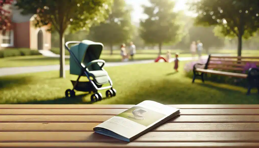 Picture of manual and stroller in the background.